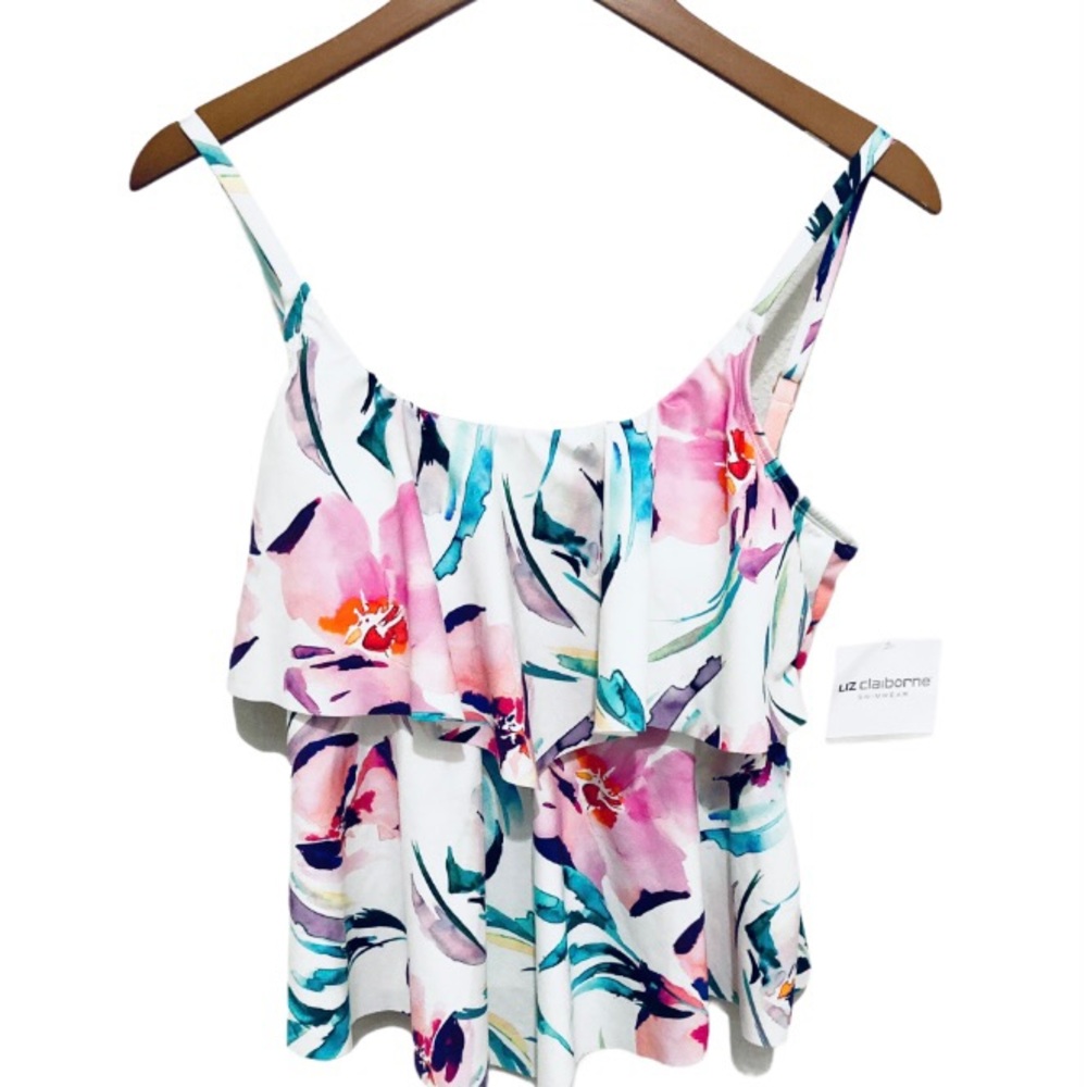 Liz Claiborne Floral Tankini Swim Top
